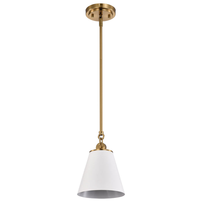 Myhouse Lighting Nuvo Lighting - 60-7409 - One Light Pendant - Dover - White / Vintage Brass