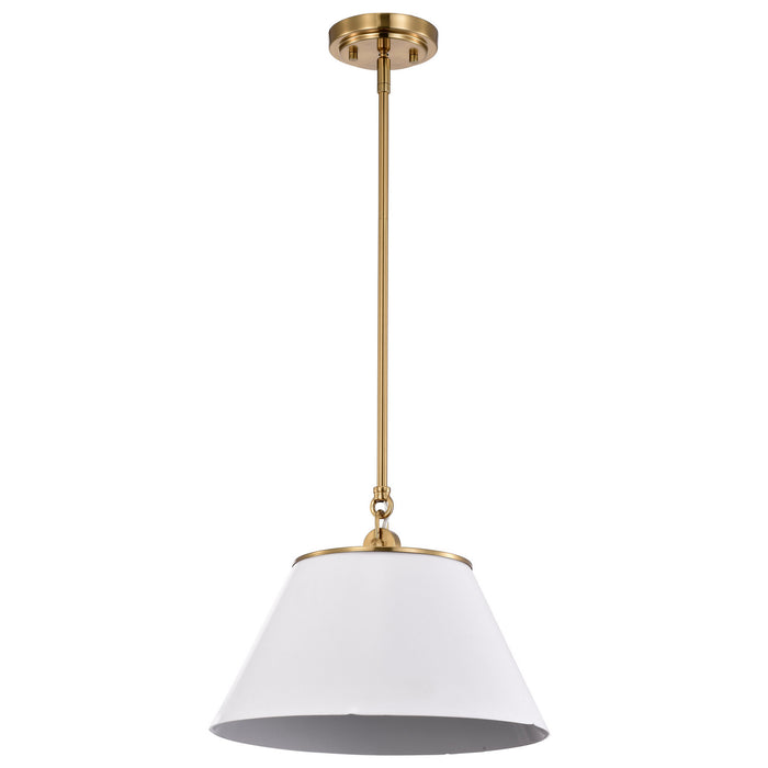 Myhouse Lighting Nuvo Lighting - 60-7412 - One Light Pendant - Dover - White / Vintage Brass