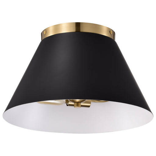 Myhouse Lighting Nuvo Lighting - 60-7417 - Three Light Flush Mount - Dover - Black / Vintage Brass