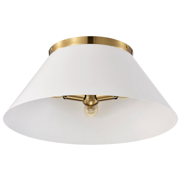 Myhouse Lighting Nuvo Lighting - 60-7421 - Three Light Flush Mount - Dover - White / Vintage Brass