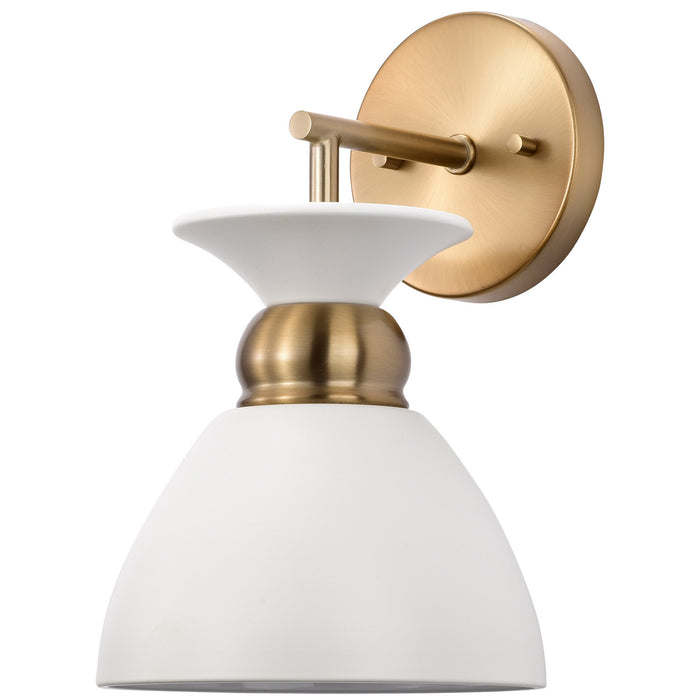 Myhouse Lighting Nuvo Lighting - 60-7459 - One Light Wall Sconce - Perkins - Matte White / Burnished Brass