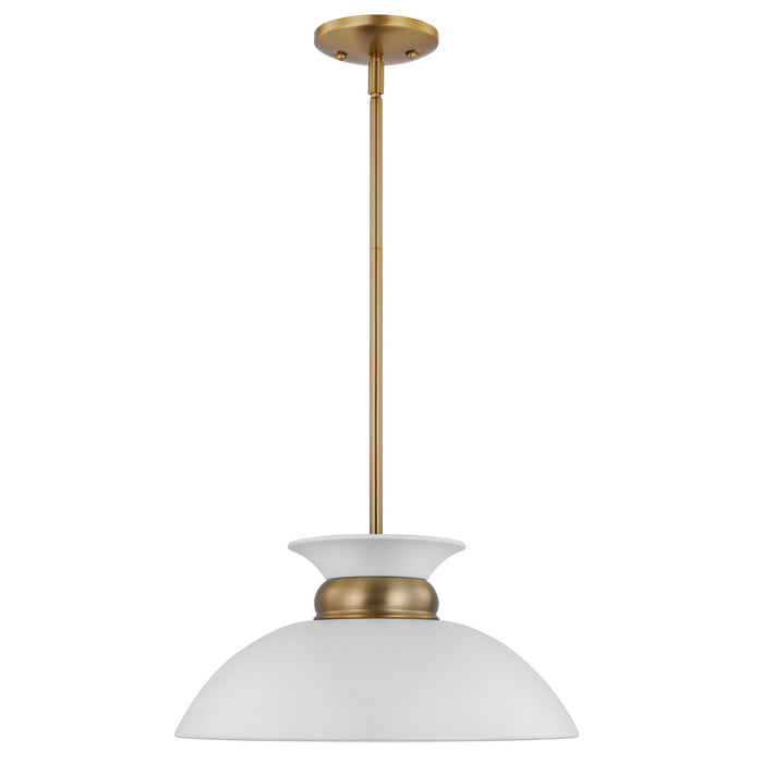 Myhouse Lighting Nuvo Lighting - 60-7463 - One Light Pendant - Perkins - Matte White / Burnished Brass