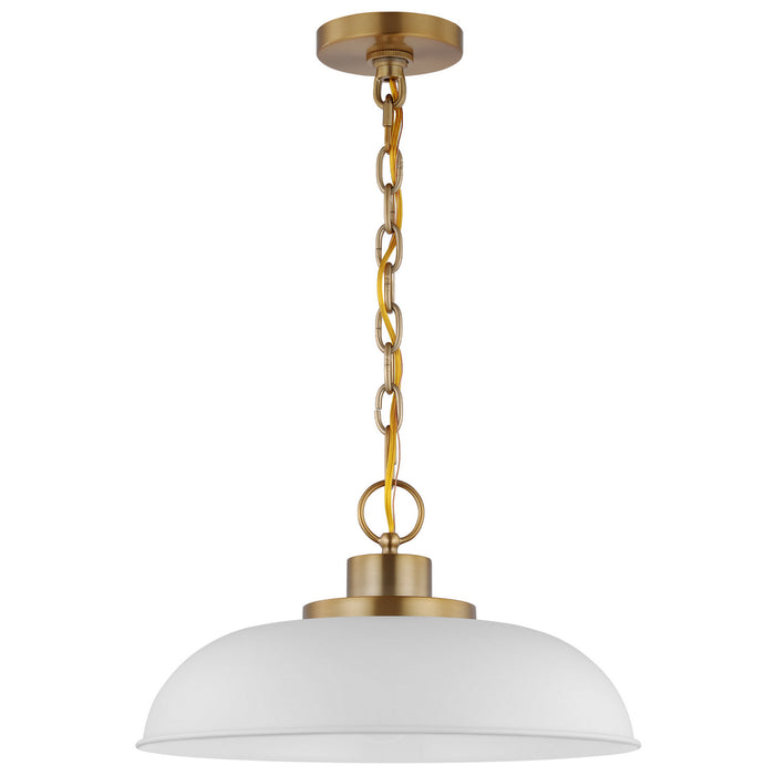 Myhouse Lighting Nuvo Lighting - 60-7480 - One Light Pendant - Colony - Matte White / Burnished Brass