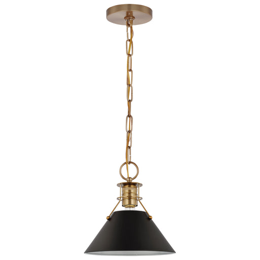 Myhouse Lighting Nuvo Lighting - 60-7521 - One Light Pendant - Outpost - Matte Black / Burnished Brass