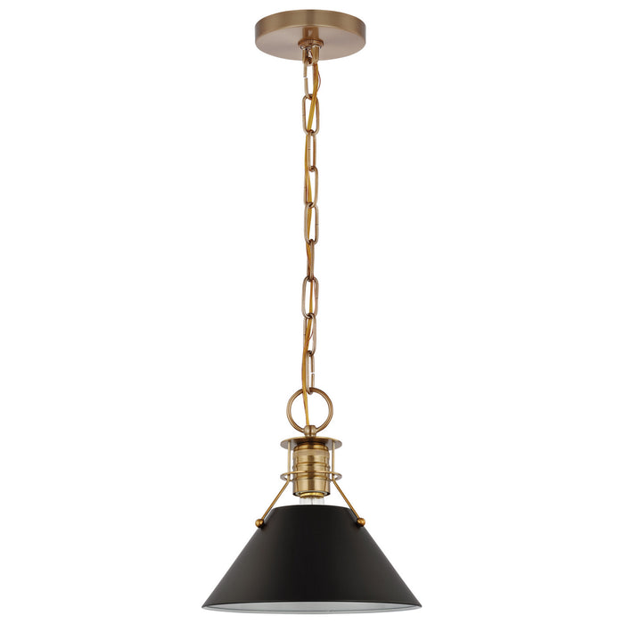 Myhouse Lighting Nuvo Lighting - 60-7521 - One Light Pendant - Outpost - Matte Black / Burnished Brass