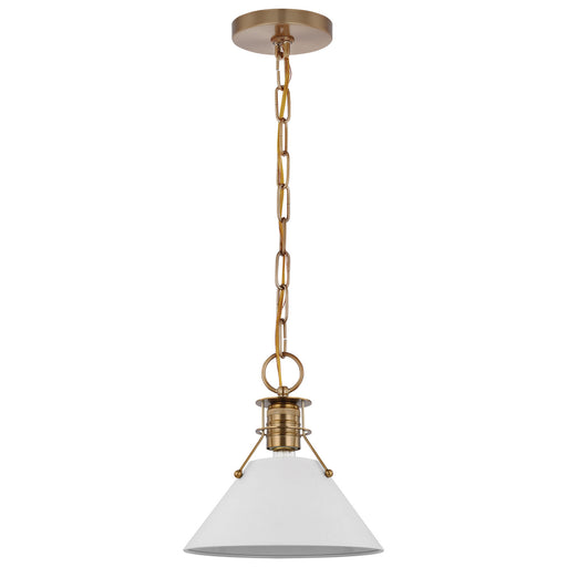 Myhouse Lighting Nuvo Lighting - 60-7522 - One Light Pendant - Outpost - Matte White / Burnished Brass