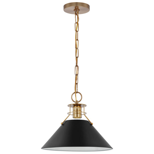 Myhouse Lighting Nuvo Lighting - 60-7523 - One Light Pendant - Outpost - Matte Black / Burnished Brass