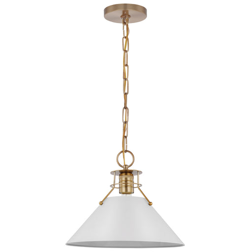 Myhouse Lighting Nuvo Lighting - 60-7524 - One Light Pendant - Outpost - Matte White / Burnished Brass