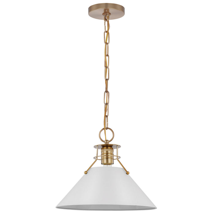 Myhouse Lighting Nuvo Lighting - 60-7524 - One Light Pendant - Outpost - Matte White / Burnished Brass