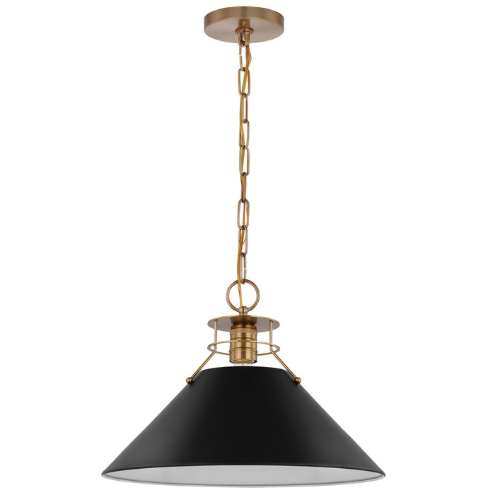 Myhouse Lighting Nuvo Lighting - 60-7525 - One Light Pendant - Outpost - Matte Black / Burnished Brass