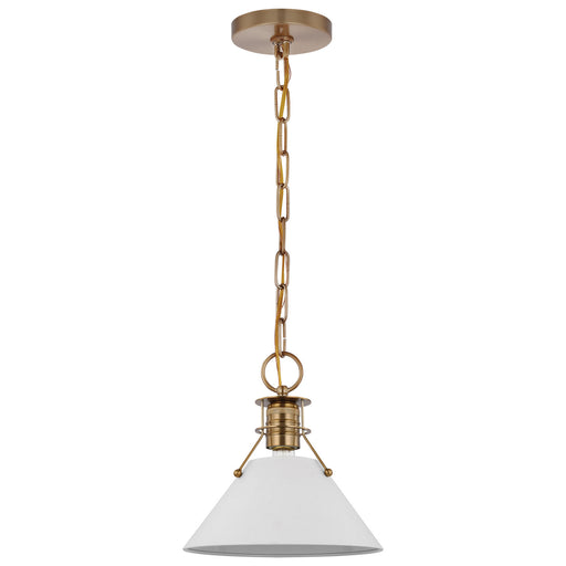 Myhouse Lighting Nuvo Lighting - 60-7526 - One Light Pendant - Outpost - Matte White / Burnished Brass