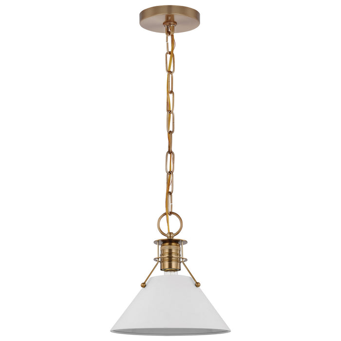 Myhouse Lighting Nuvo Lighting - 60-7526 - One Light Pendant - Outpost - Matte White / Burnished Brass