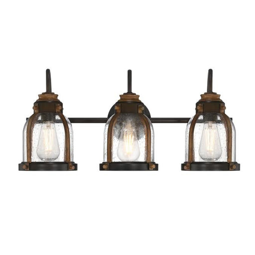 Myhouse Lighting Westinghouse Lighting - 6118200 - Three Light Wall Fixture - Cindy - Oil Rubbed Bronze And Barnwood