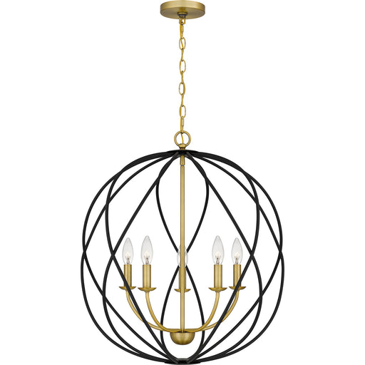 Myhouse Lighting Quoizel - BYN2824AB - Five Light Pendant - Bryn - Aged Brass