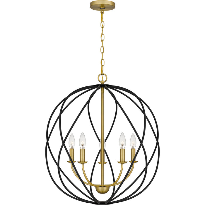 Myhouse Lighting Quoizel - BYN2824AB - Five Light Pendant - Bryn - Aged Brass