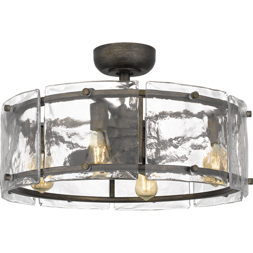 Myhouse Lighting Quoizel - FTS3124MM - Four Light Fandelier - Fortress - Mottled Silver