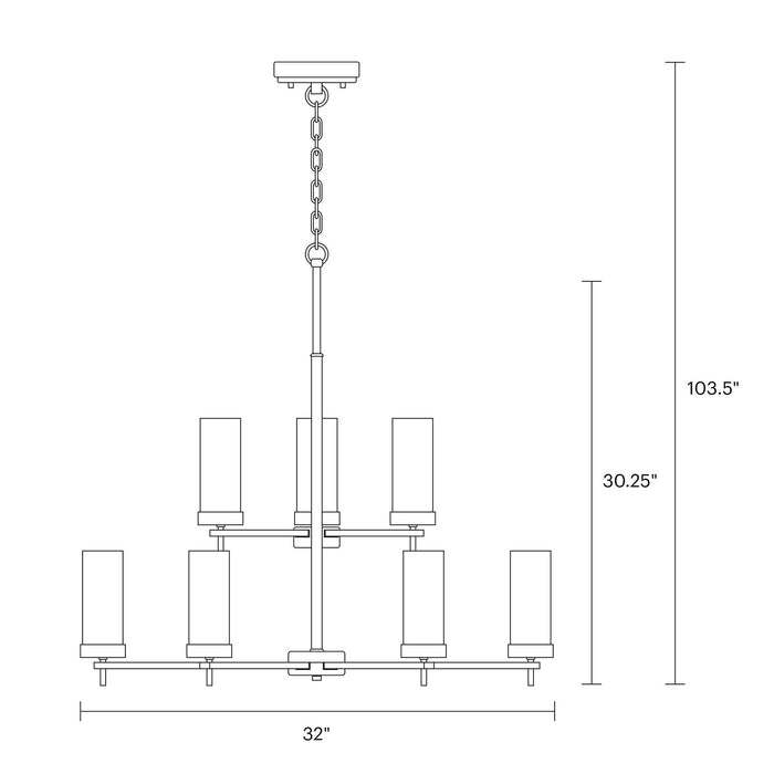 Myhouse Lighting Visual Comfort Studio - 3190309-112 - Nine Light Chandelier - Zire - Midnight Black