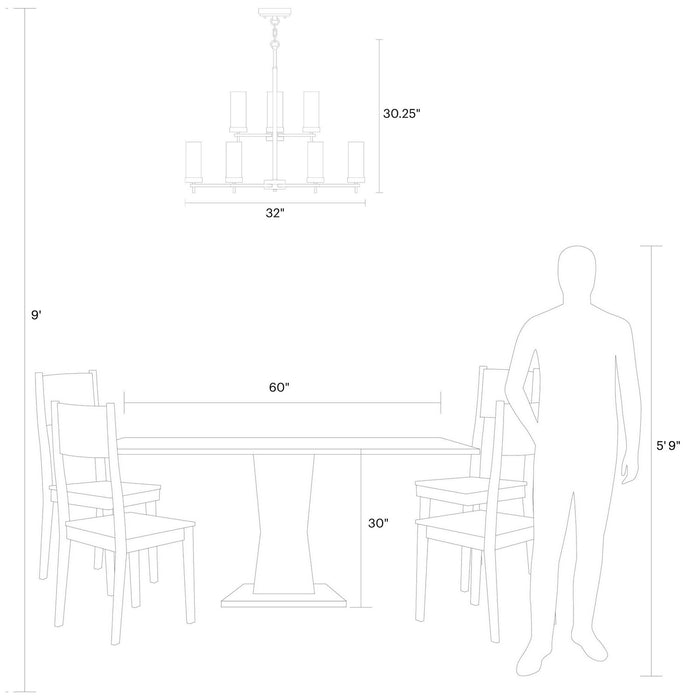 Myhouse Lighting Visual Comfort Studio - 3190309-112 - Nine Light Chandelier - Zire - Midnight Black