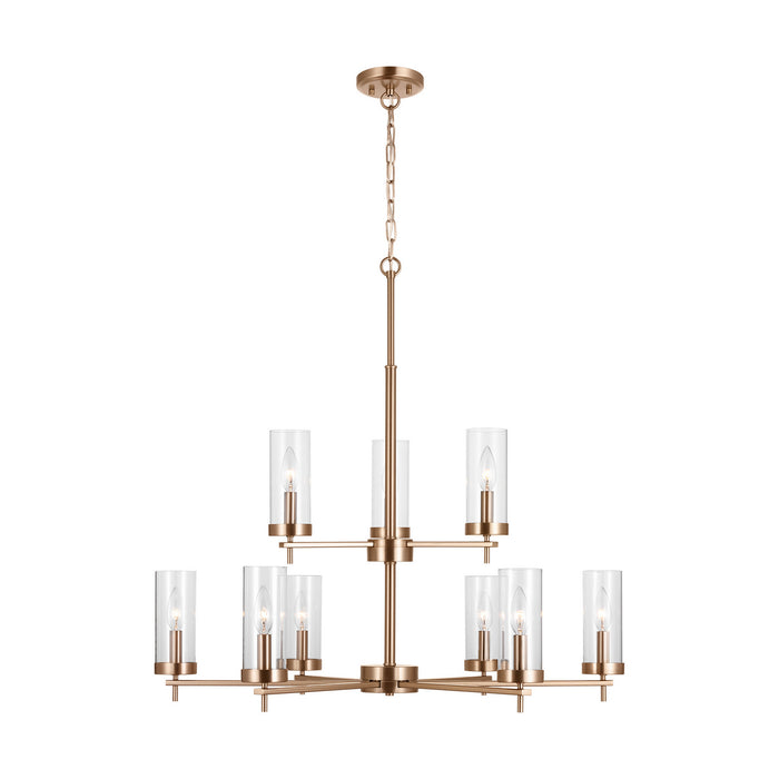 Myhouse Lighting Visual Comfort Studio - 3190309-848 - Nine Light Chandelier - Zire - Satin Brass