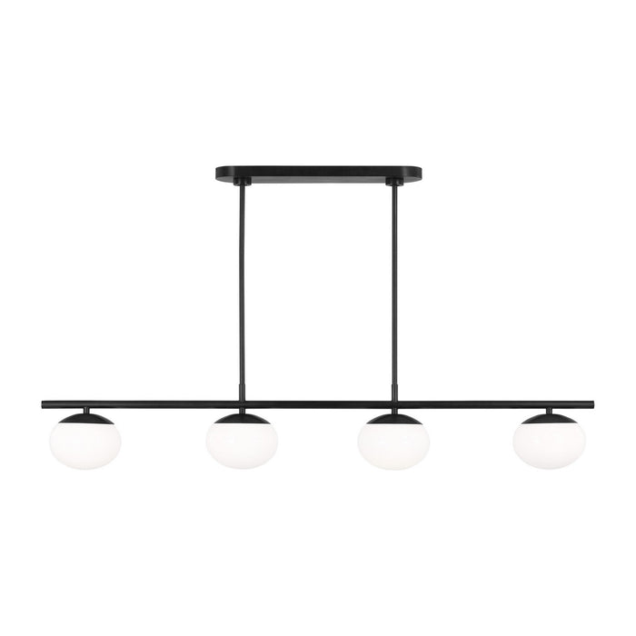 Myhouse Lighting Visual Comfort Studio - EC1264AI - Four Light Linear Chandelier - Lune - Aged Iron