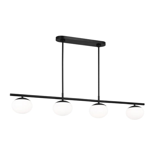 Myhouse Lighting Visual Comfort Studio - EC1264AI - Four Light Linear Chandelier - Lune - Aged Iron