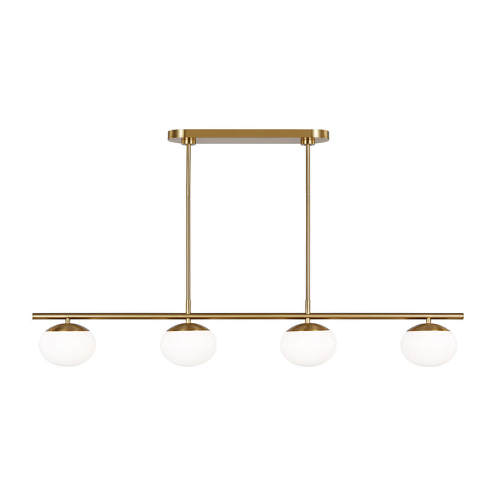 Myhouse Lighting Visual Comfort Studio - EC1264BBS - Four Light Linear Chandelier - Lune - Burnished Brass