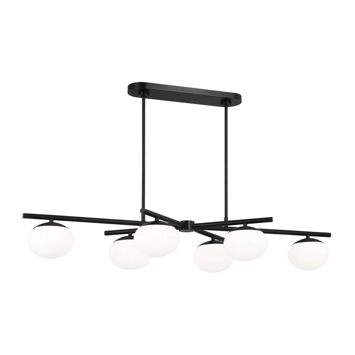 Myhouse Lighting Visual Comfort Studio - EC1276AI - Six Light Linear Chandelier - Lune - Aged Iron