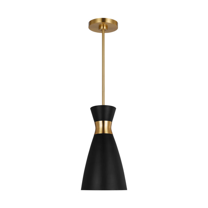 Myhouse Lighting Visual Comfort Studio - EP1221MBKBBS - One Light Pendant - Heath - Midnight Black and Burnished Brass