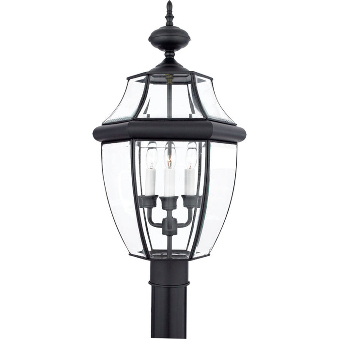 Myhouse Lighting Quoizel - NY9043K - Three Light Outdoor Post Lantern - Newbury - Mystic Black