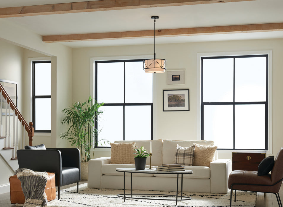 Myhouse Lighting Kichler - 52074BK - Three Light Pendant/Semi Flush - Birkleigh - Black