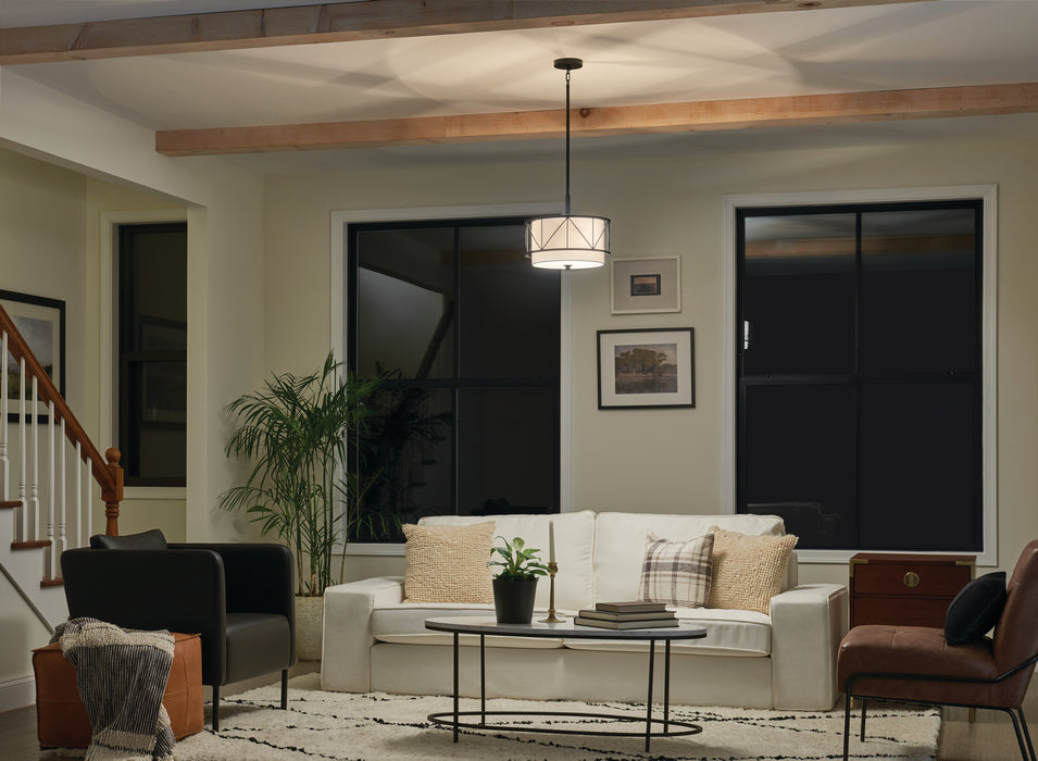 Myhouse Lighting Kichler - 52074BK - Three Light Pendant/Semi Flush - Birkleigh - Black