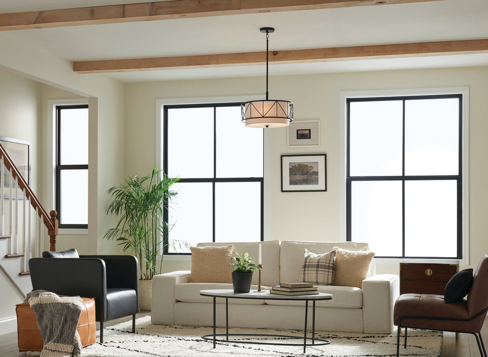 Myhouse Lighting Kichler - 52075BK - Three Light Pendant/Semi Flush - Birkleigh - Black