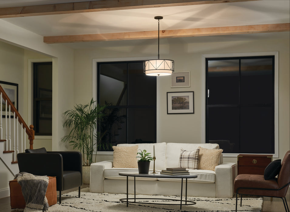 Myhouse Lighting Kichler - 52075BK - Three Light Pendant/Semi Flush - Birkleigh - Black