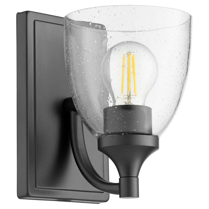 Myhouse Lighting Quorum - 5459-1-259 - One Light Wall Mount - Enclave - Matte Black w/ Clear/Seeded