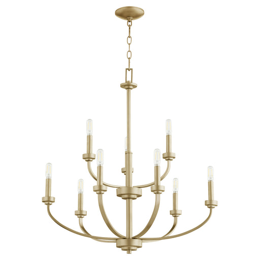 Myhouse Lighting Quorum - 6160-9-80 - Nine Light Chandelier - Reyes - Aged Brass