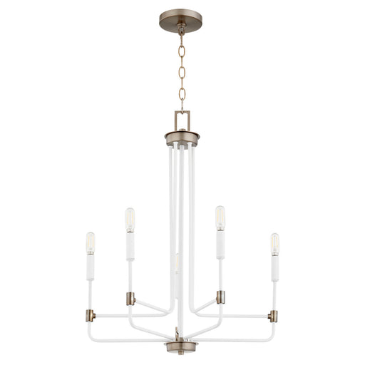 Myhouse Lighting Quorum - 633-5-0881 - Five Light Chandelier - Davies - Studio White w/ Dark Brass