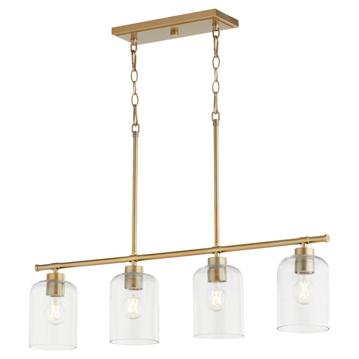 Myhouse Lighting Quorum - 6574-4-80 - Four Light Linear Chandelier - Tribute - Aged Brass