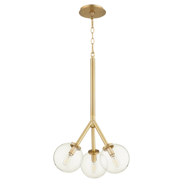 Myhouse Lighting Quorum - 8132-3-80 - Three Light Pendant - Rovi - Aged Brass