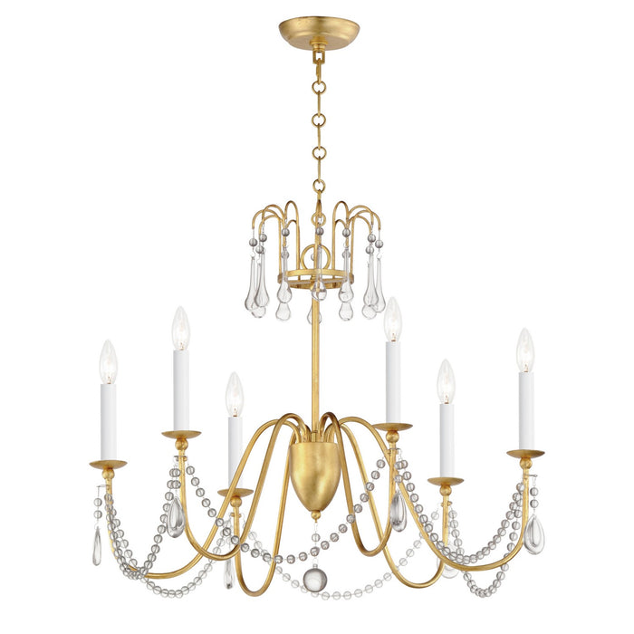 Myhouse Lighting Maxim - 12166GL/CRY - Six Light Chandelier - Plumette - Gold Leaf