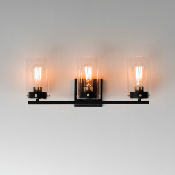 Myhouse Lighting Maxim - 12403CLBKSBR - Three Light Bath Vanity - Pinn - Black / Satin Brass