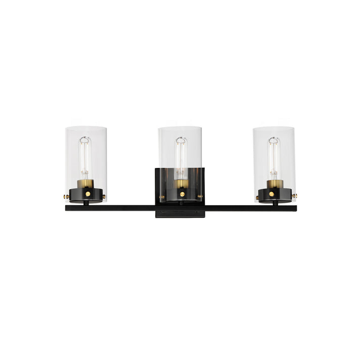 Myhouse Lighting Maxim - 12403CLBKSBR - Three Light Bath Vanity - Pinn - Black / Satin Brass