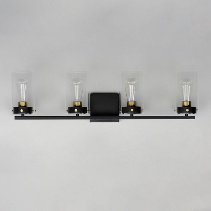 Myhouse Lighting Maxim - 12404CLBKSBR - Four Light Bath Vanity - Pinn - Black / Satin Brass