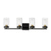 Myhouse Lighting Maxim - 12404CLBKSBR - Four Light Bath Vanity - Pinn - Black / Satin Brass