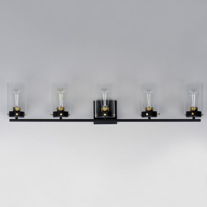 Myhouse Lighting Maxim - 12405CLBKSBR - Five Light Bath Vanity - Pinn - Black / Satin Brass