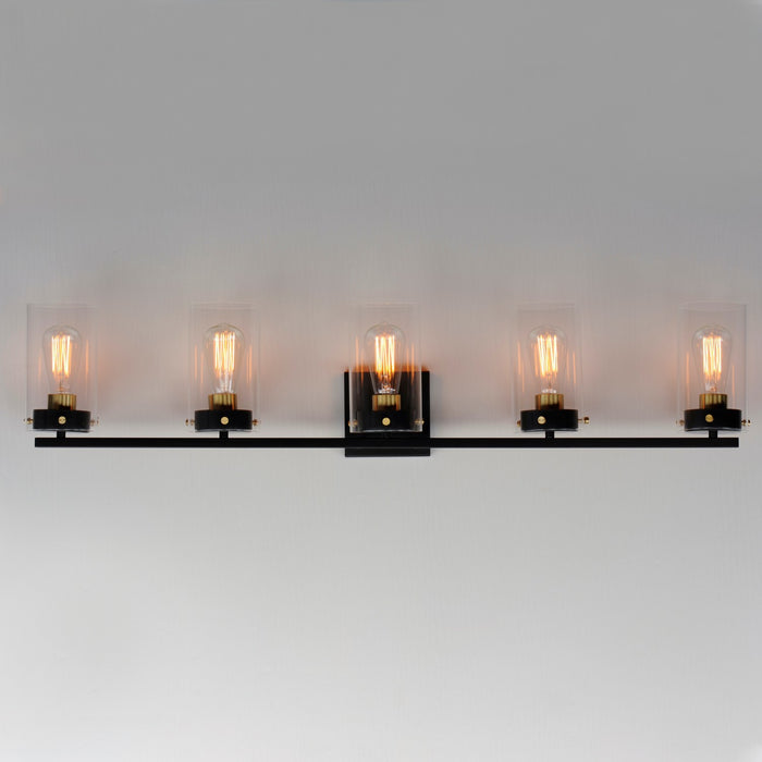 Myhouse Lighting Maxim - 12405CLBKSBR - Five Light Bath Vanity - Pinn - Black / Satin Brass