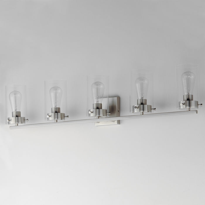 Myhouse Lighting Maxim - 12405CLSN - Five Light Bath Vanity - Pinn - Satin Nickel