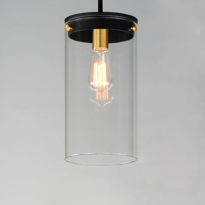 Myhouse Lighting Maxim - 12408CLBKSBR - One Light Pendant - Pinn - Black / Satin Brass