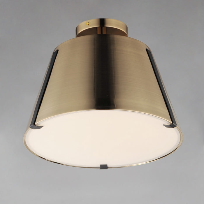 Myhouse Lighting Maxim - 25170DBZHR - LED Semi Flush Mount - Carlo - Dark Bronze, Leather, Heritage Brass