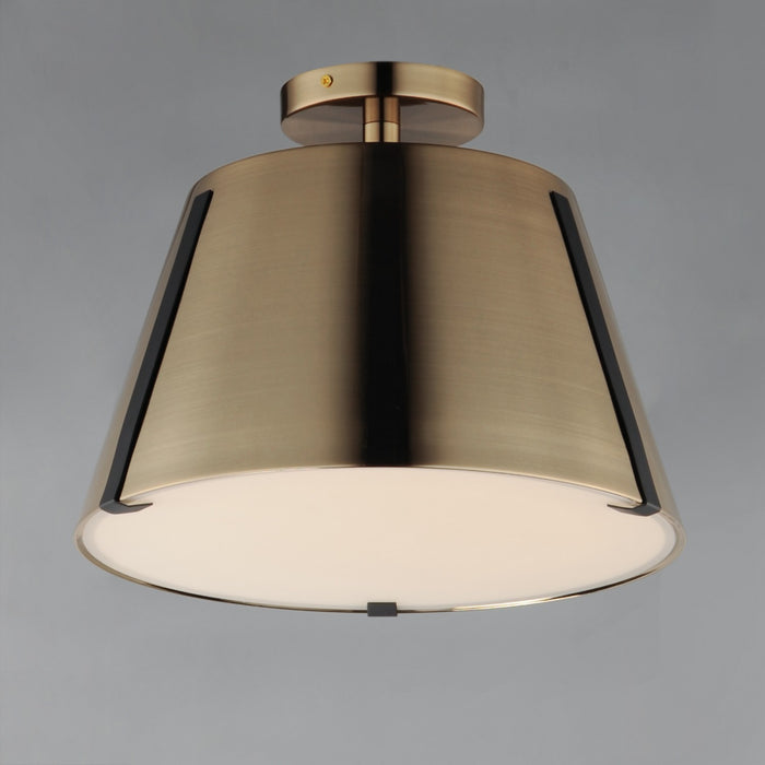 Myhouse Lighting Maxim - 25170DBZHR - LED Semi Flush Mount - Carlo - Dark Bronze, Leather, Heritage Brass