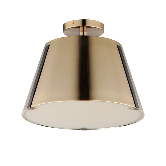 Myhouse Lighting Maxim - 25170DBZHR - LED Semi Flush Mount - Carlo - Dark Bronze, Leather, Heritage Brass